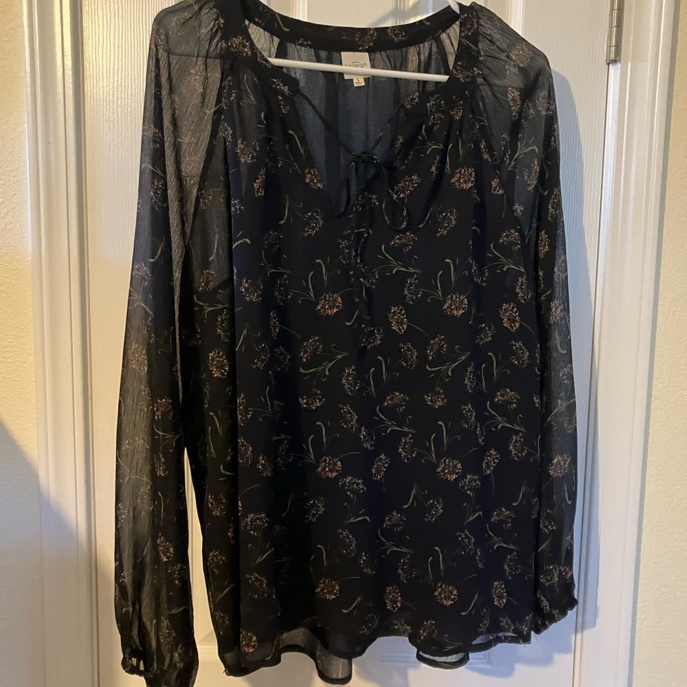 Floral Dark Navy Sheer Kaileigh Women's Top
